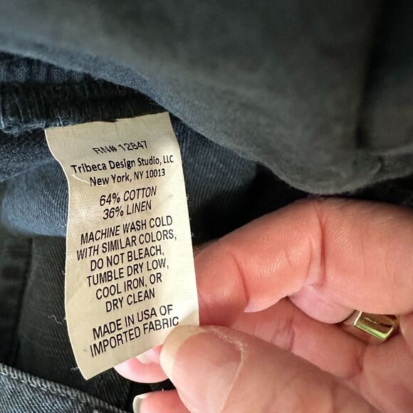 Nili Lotan Muted Black Drop Crotch Button Front Cropped Denim Jeans Size 6 - Picture 10 of 14